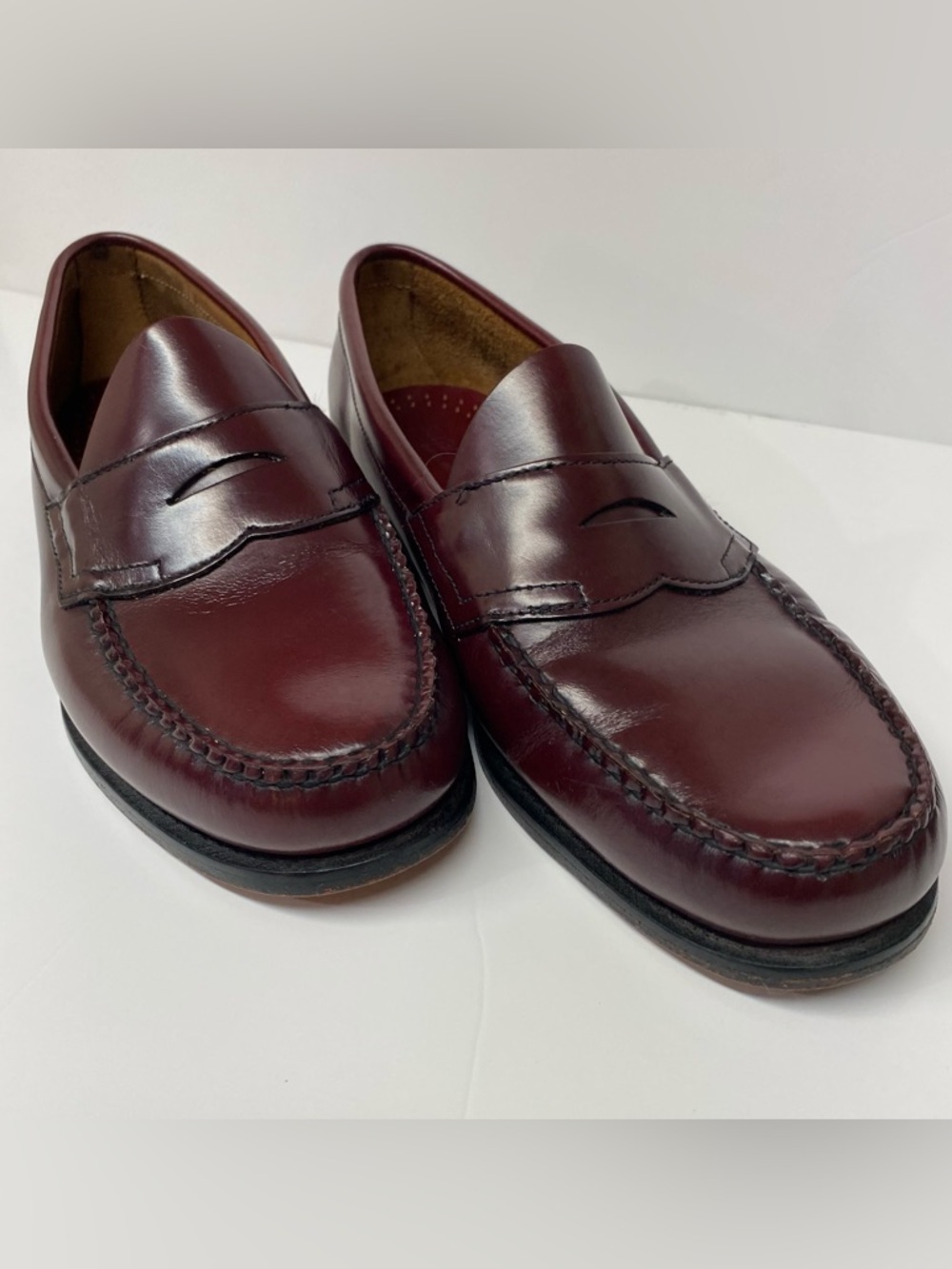 G.H.BASS Men’s Shoes Burgundy Leather Logan Weejuns Penny Loafers Size 12EE